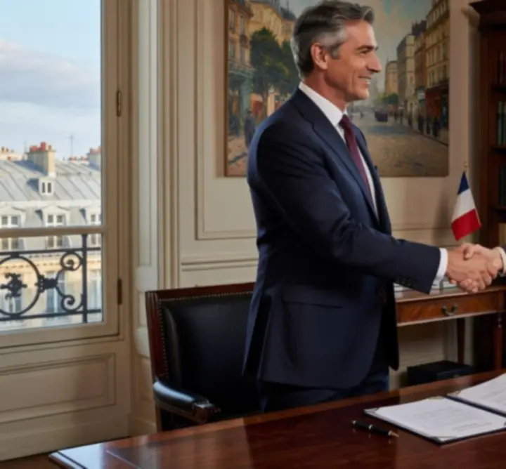 Poignée de main entre un conseiller et un client professionnel satisfait