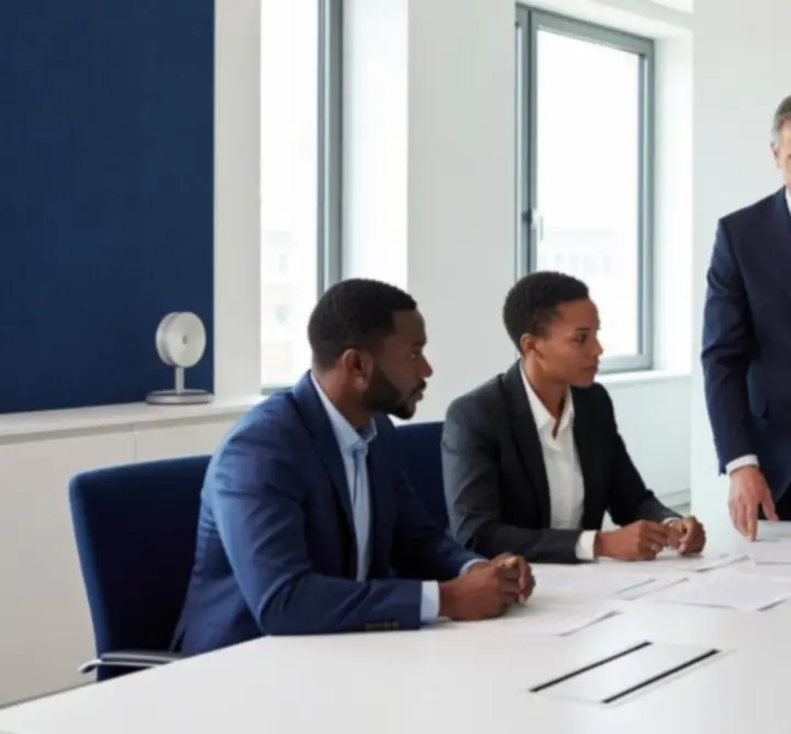 Professionnels discutant de solutions d'assurance pour une entreprise