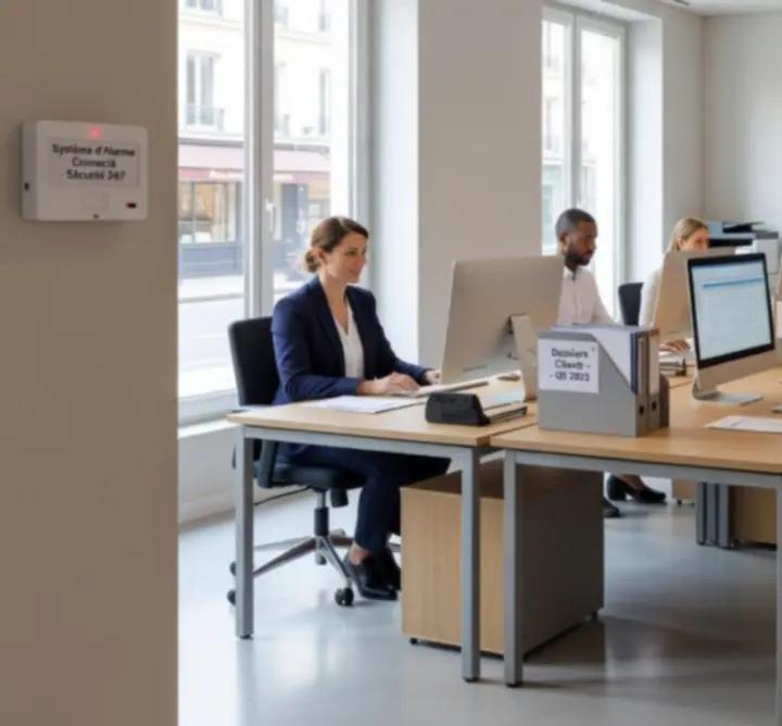 Intérieur de bureaux modernes d'une entreprise française assurée