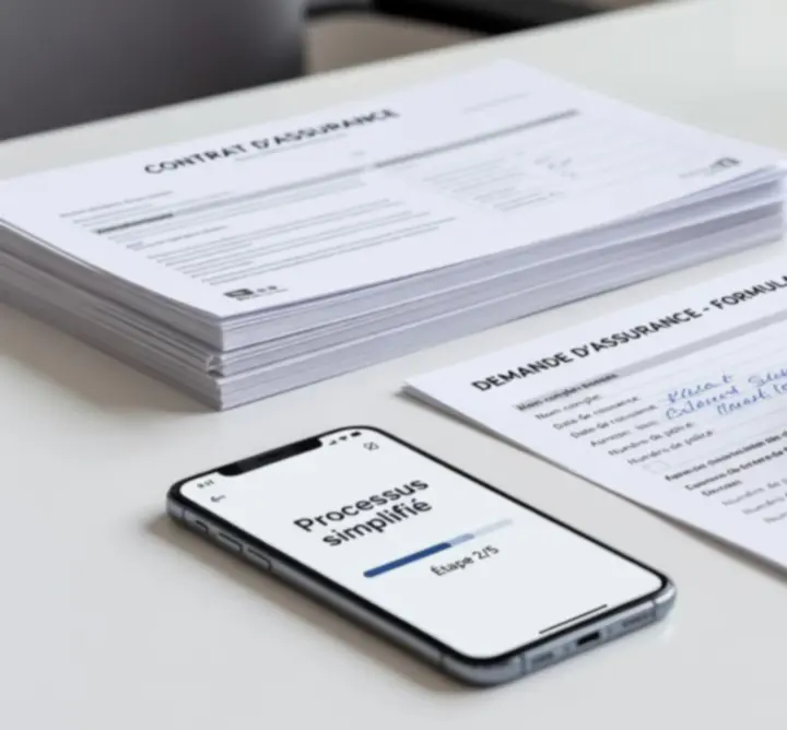 Formulaire de demande d'assurance en français sur une table